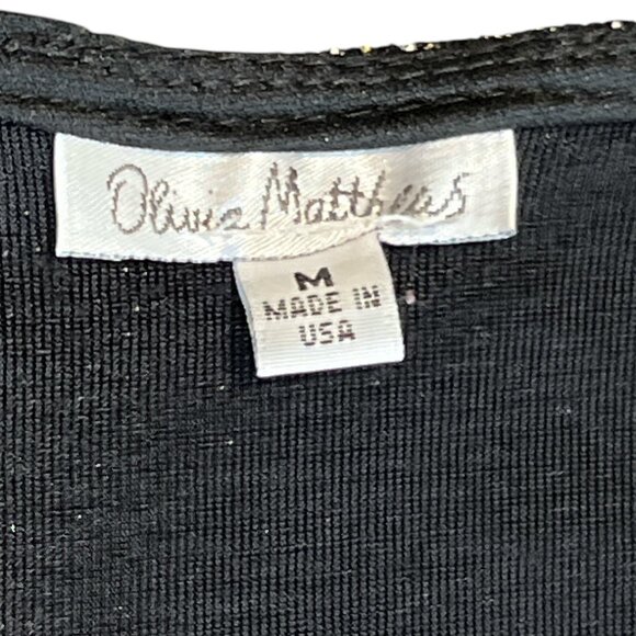 OLIVIA MATTHEWS Long Gown Size Medium Glittery Fabric Bodycon Plunge Flare Hem - Picture 8 of 13